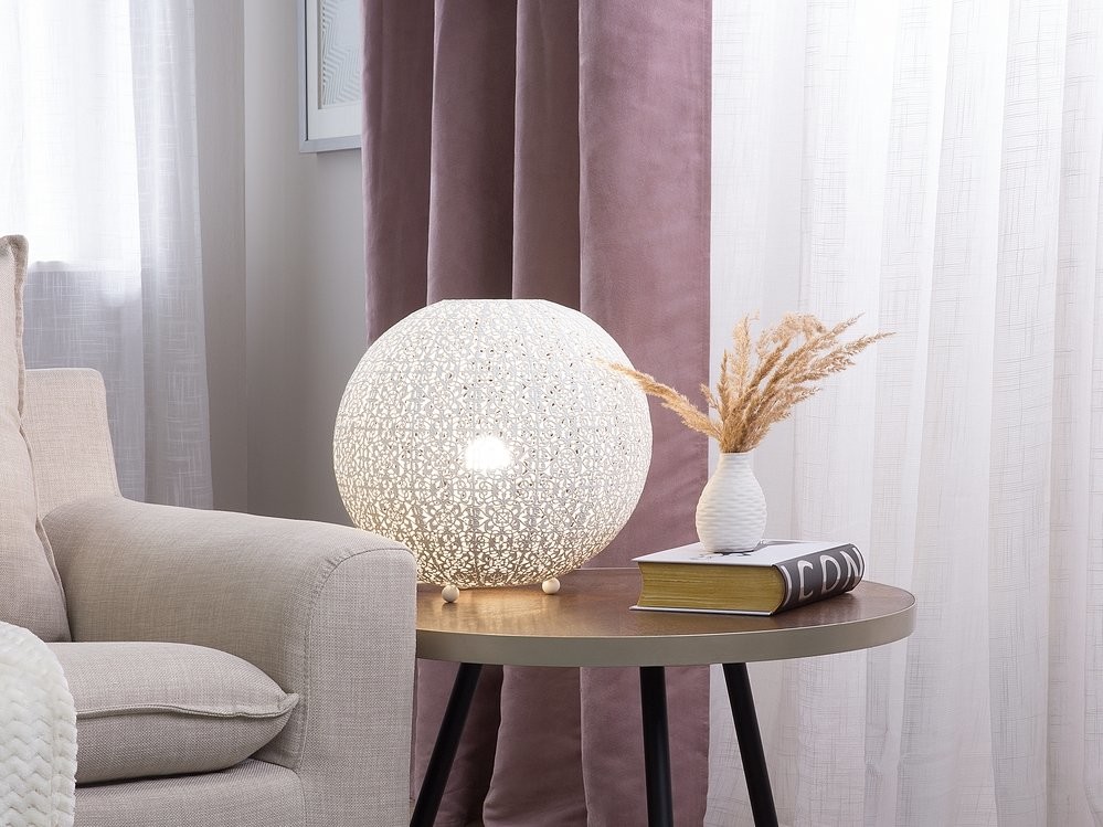 Beliani Lampa stołowa biała 30 cm FINKE