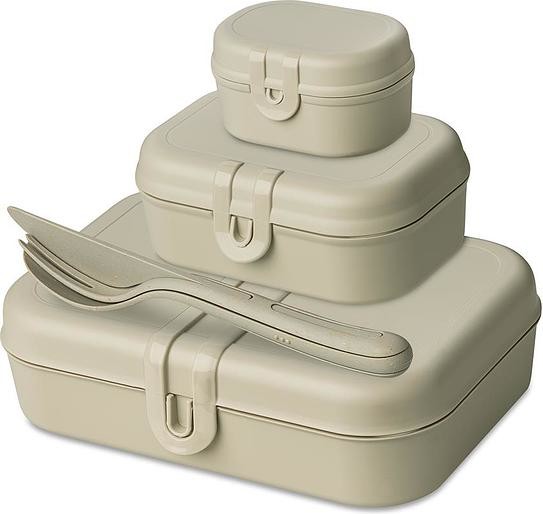 Koziol Lunchboxy Pascal Ready Organic piaskowe ze sztućcami 4 el. 7168700