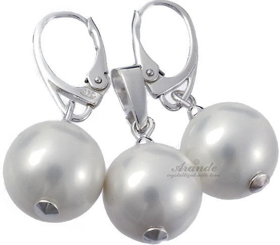Arande PERŁY SEASHELL BIAŁE KOLCZYKI WISIOREK SREBRO 4311460095