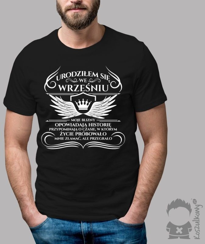 Urodziłem się we wrześniu - męska koszulka z nadrukiem