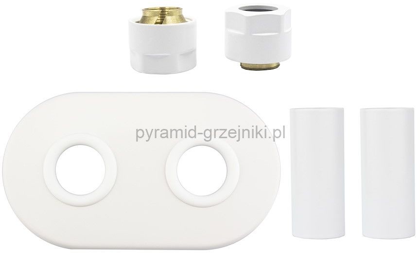 Vario Term Zestaw maskujący rozety + tuleje + złączki Cu/Pex x GW3/4 - biały mat instalacja miedziana -CU rozeta owalna ZMR2M15x3/421