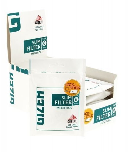 Gizeh Filter synaj, smukły Menthol X10