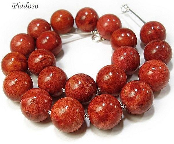 Arande KORAL DUŻY srebrny naszyjnik kule 18mm SREBRO 1089552688