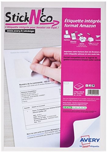 Avery Stick NGO NGO l7982 100 zestaw 100 arkuszy papieru z etykietą paski klejące wbudowane 85 X 45 MM L7982-100