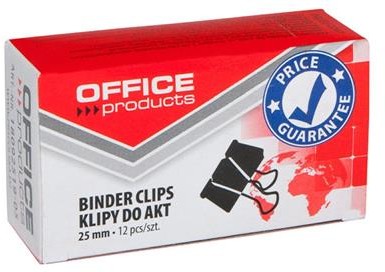 Office products OFFICE PRODUCTS Klipy do dokumentów 25mm, 12szt., czarne 18092519-05