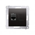 Kontakt Simon 54 Gniazdo komputerowe pojedyncze RJ45 kat 6 z przesłoną przeciwkurzową antracyt Kontakt 54 D61.01/48