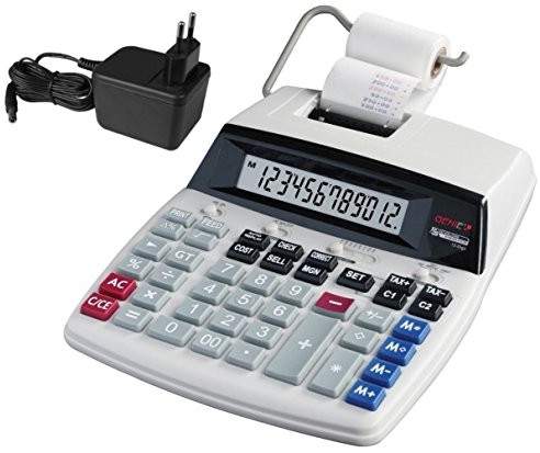 Genie D69 Plus kalkulator nabiurkowy z funkcją wydruku (zasilacz, kalkulator 12-cyfrowy, wydruk w kolorze czerwonym i czarnym (rolka z tuszem)) 11891