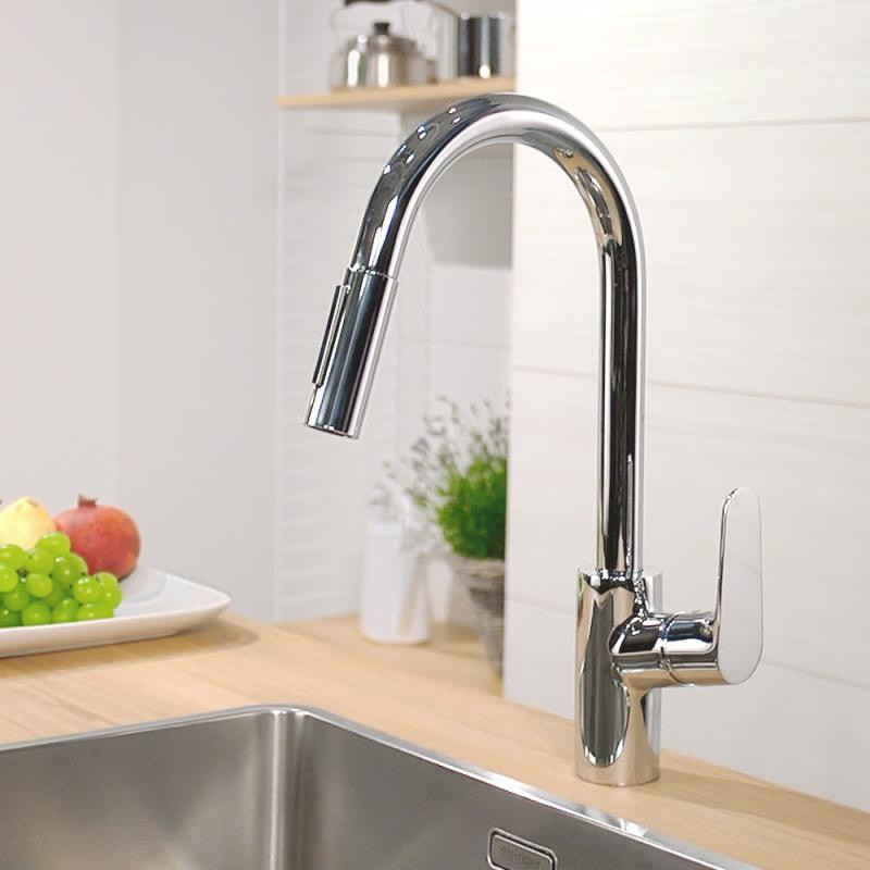 Hansgrohe Focus M41 Bateria kuchenna z wyciąganą wylewką sBox chrom 73880000