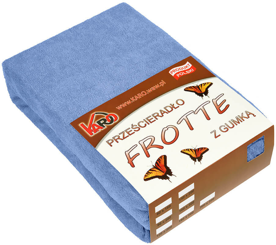 Karo Prześcieradło frotte z gumką 120x200 (Niebieskie) KAROPF120200.BLUE
