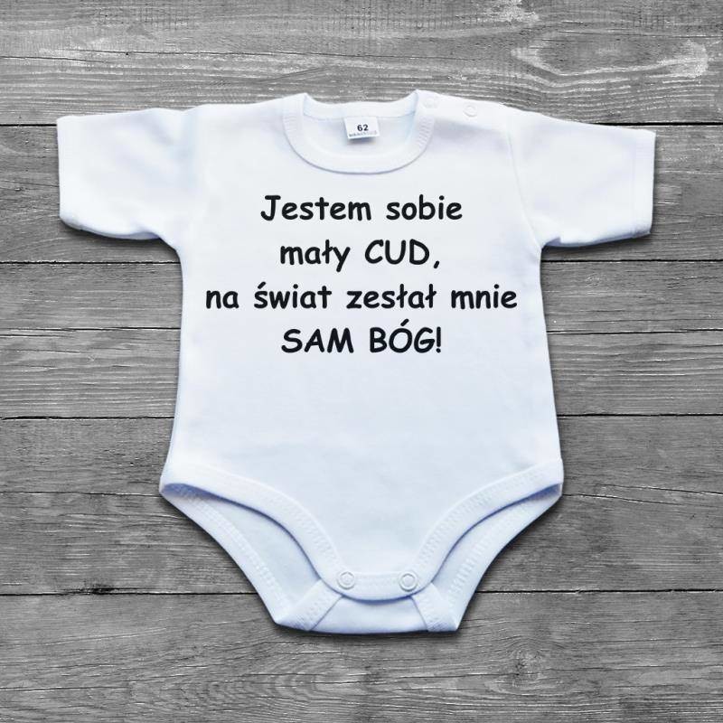 Poczpol Jestem sobie mały CUD, na świat zesłał mnie SAM BÓG! - body niemowlęce PRZPOC-7-2692