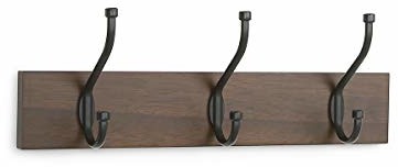 AmazonBasics drewniana garderoba ścienna  3 standardowe haczyki, 34 cm, orzech włoski, 2 sztuki