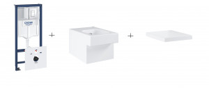 Grohe 38827000+3924500H+39488000 Rapid SL 5w1 stelaż + wsporniki + FRESH + mata + przycisk CHROM + Miska + Deska