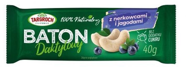 Targroch Targroch baton daktylowy z nerkowcami i jagodą 40g 3967