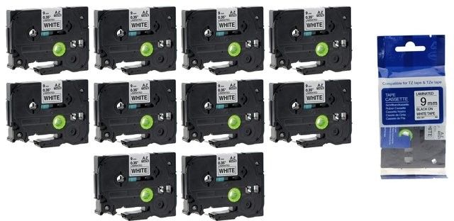 Brother Aimotech Taśma 10-pak zamiennik do 9mm/8m biała czarny nadruk 10xTZE221 10xAZE221