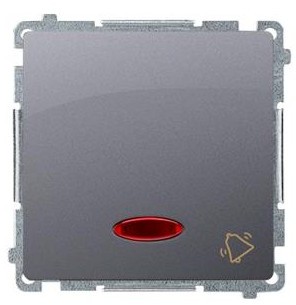 Kontakt Kontakt_Simon Przycisk dzwonek z podświetleniem (moduł) 10AX. 250V. szybkozłącza srebrny mat BMD1L.01/43