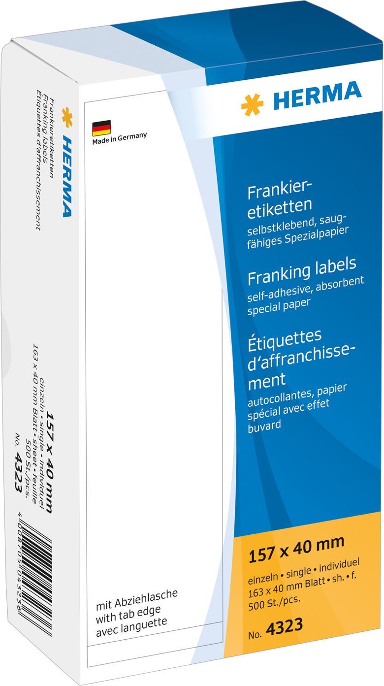 Herma Frankieretik. einzeln mit Abziehl. 157x40 mm 500 St. - 4323