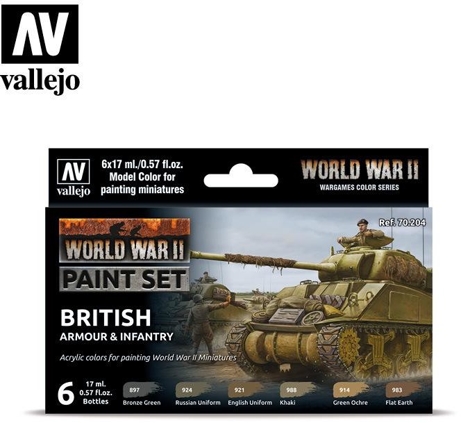 Vallejo Zestaw farb WWII British Armour & Infantry Vallejo 70204