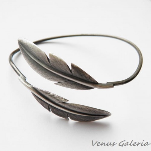 Bransoletka srebrna - Szare pióra 1450