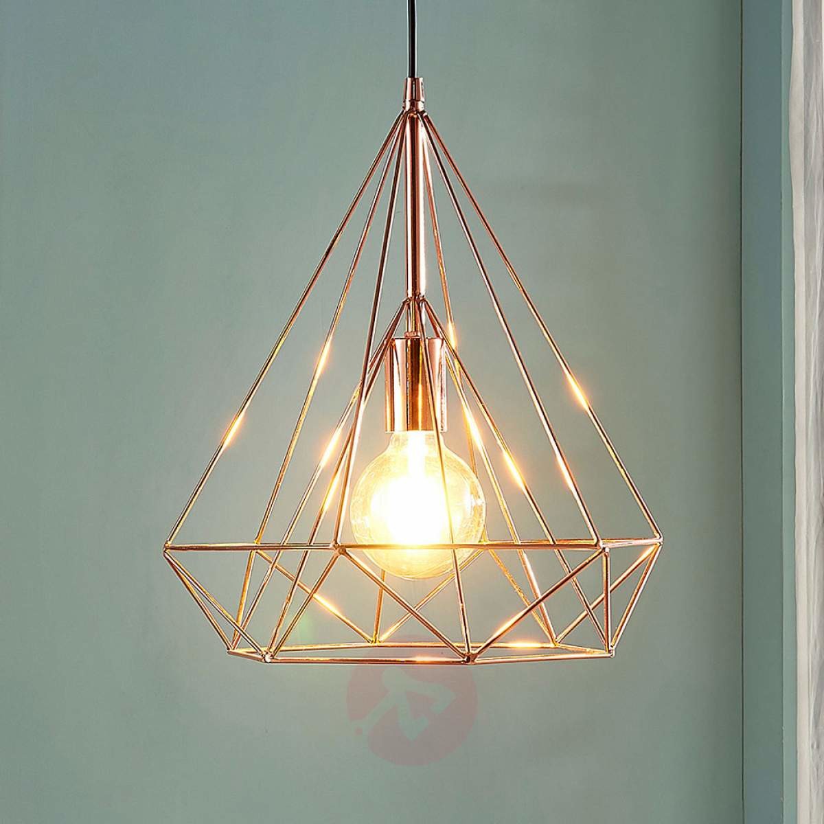 Klatkowa lampa wisząca Jossa, miedź