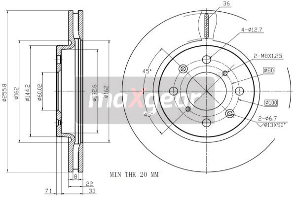 MAXGEAR Tarcza hamulcowa 19-3200MAX 19-3200MAX