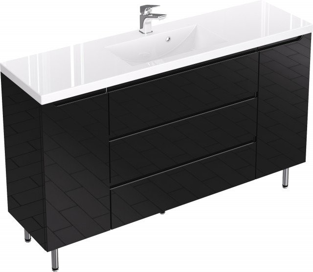 Furni Szafka z Umywalką Stojąca ETHOS 140 cm D BLACK ETHC UM ST 140 D