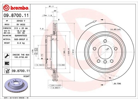 BREMBO Tarcza hamulcowa 09.8700.11