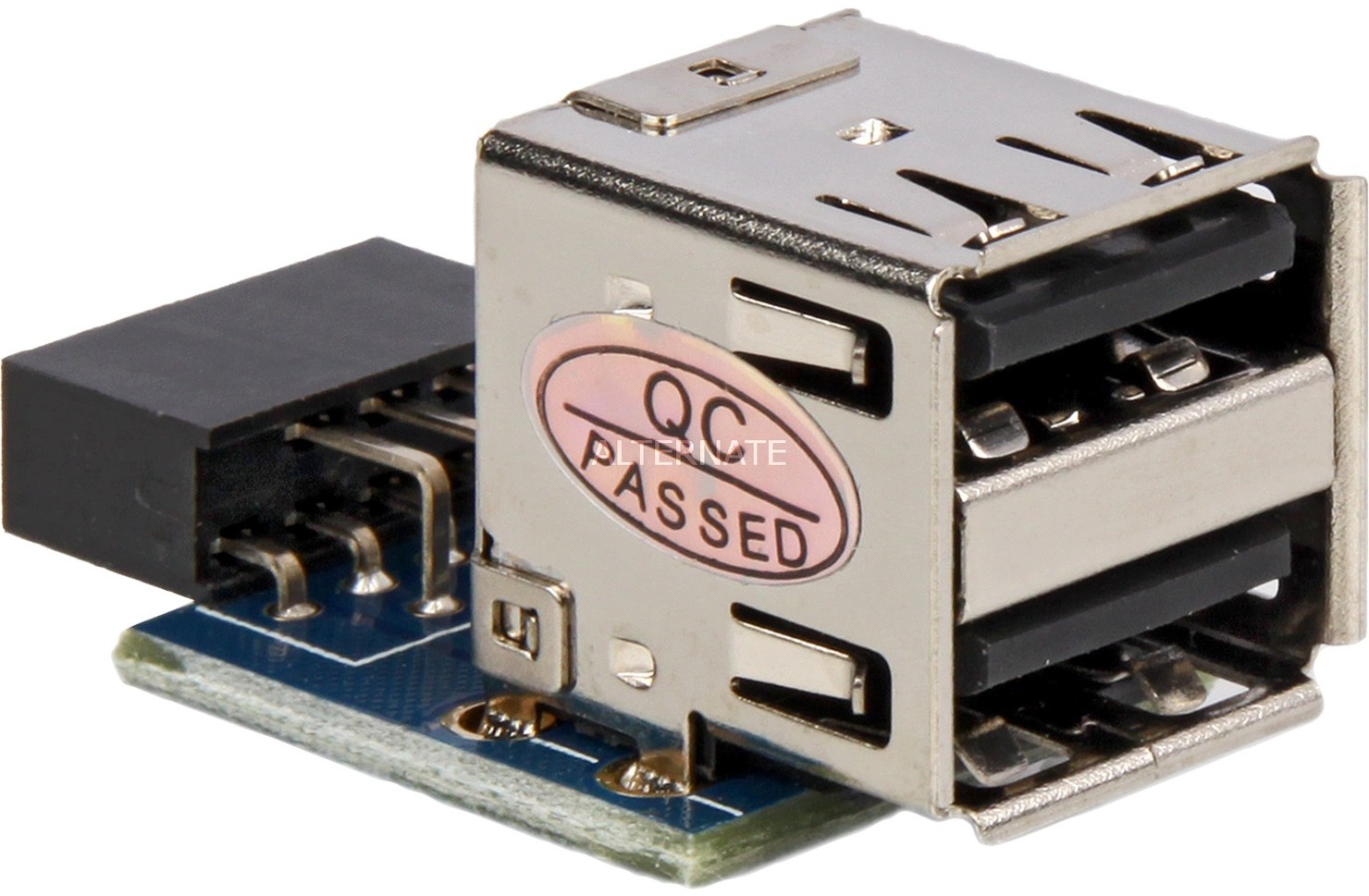 Delock 1 x 9-pin 2.54 mm/2 x USB 2.0-A Czarny, Niebieski, Srebrny, Adapter