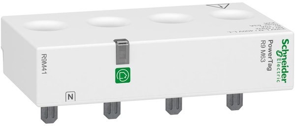 Schneider Electric Energy sensor resi r9m41 powertag 3p + n with n in the left side at top mounting direct measurement up to 63a R9M41