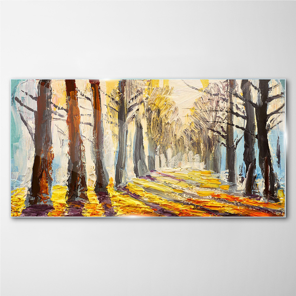 PL Coloray Obraz na Szkle malarstwo las drzewa 140x70cm