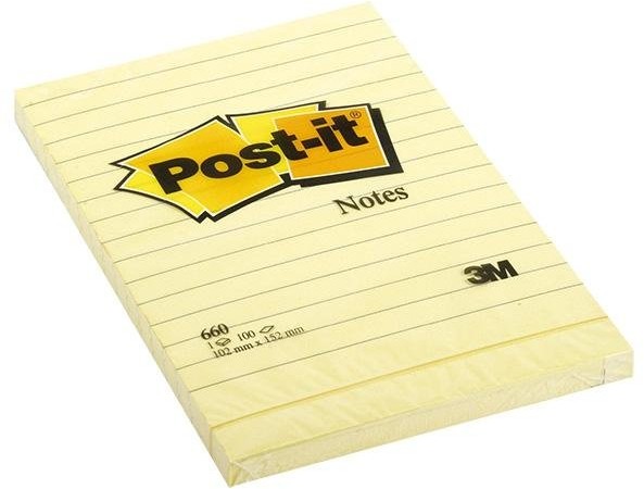 Фото - Стікери й папірці 3M Karteczki samoprzylepne Post-it 102x152mm w linie żółty -UU009543644 