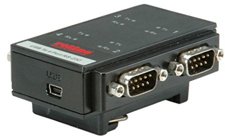 Roline 12021003 USB 2.0 po RS232 Adapter do szyny montażowej DIN, 4 port Czarny 12021003