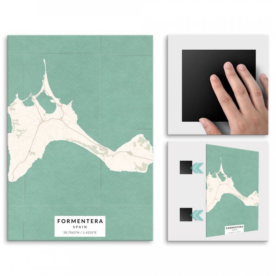 Pix4home Plakat metalowy Mapa Vintage Formentera M POS-M-03843