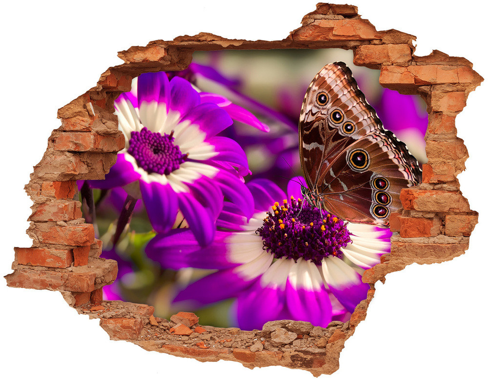 Wallmuralia.pl Samoprzylepna dziura na ścianę Motyl na kwiatku