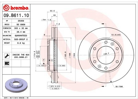 BREMBO Tarcza hamulcowa 09.B611.10