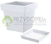 Prosperplast Donica LOFLY SQUARE LOW DLOFL300+podstawka biała