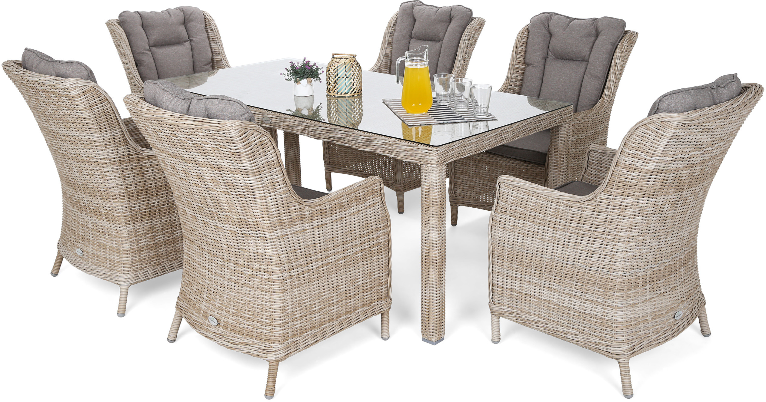 HOME & GARDEN Meble ogrodowe technorattanowe Bristol 180 cm Beige / Beige Melange 6+1 226597