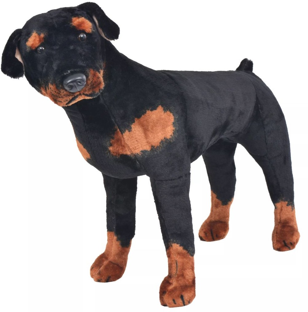 vidaXL vidaXL Pluszowy rottweiler, stojący, czarno-brązowy, XXL