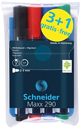 Schneider Board-/gaśnica sortowane flipchartmarker | w Bundle z tablica suchościeralna, do wyboru 4004675096883