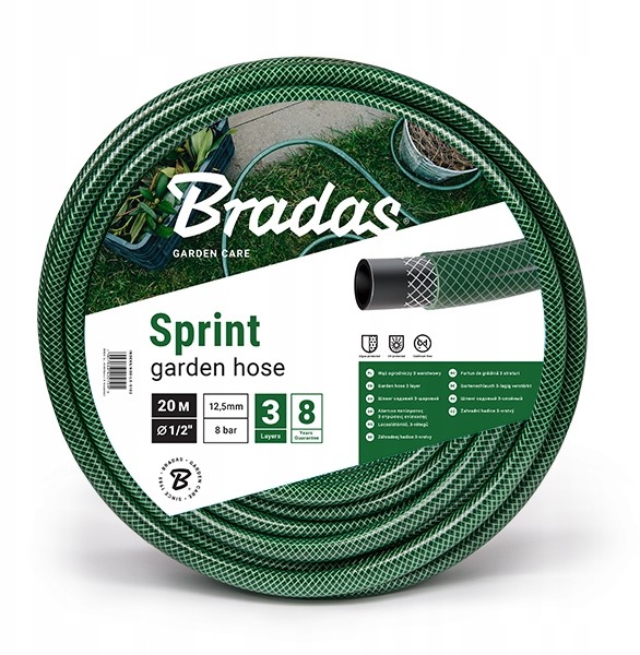 Sprint Wąż ogrodowy 1/2 - 30m. Zielony. Bradas!
