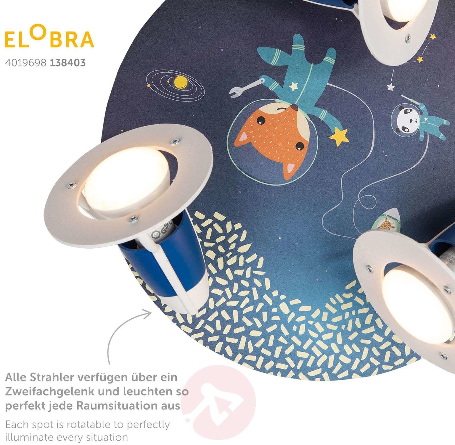 ELOBRA Lampa sufitowa Rondell Space Mission, niebieska