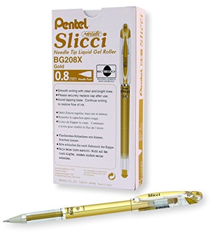 Pentel bg207 Slicci Gel Ink Roller z drutów koronka, 0.35 MM, złoto BG208-X