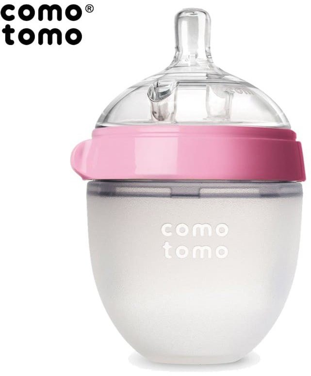 COMOTOMO COMOTOMO - antykolkowa butelka silikonowa 150 ml Pink NEWBORN