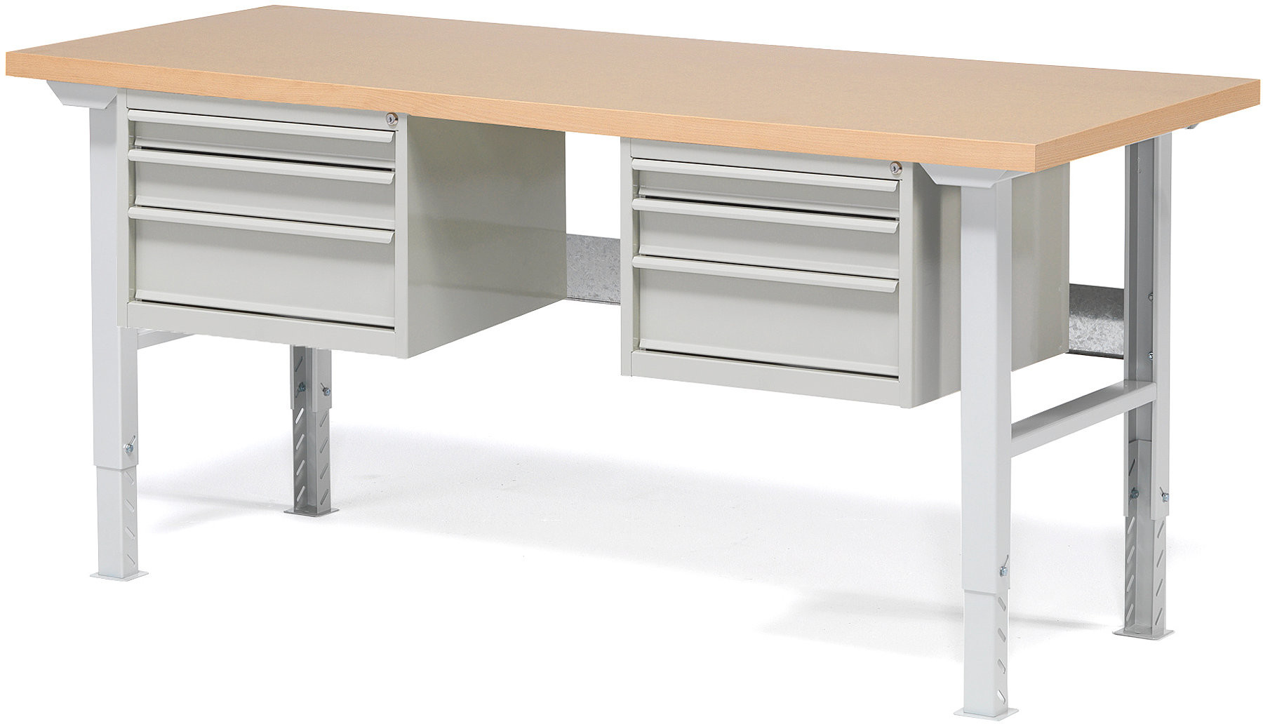 AJ Produkty Stół warsztatowy o długości 2000mm, 2x3 szuflady