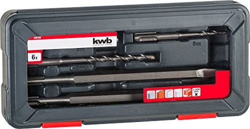 kwb KWB power-Box wiertarka udarowa i przecinak zestaw z zamkiem na płasko i dłuto ze szpicem 109166 (6-częściowy, chwyt SDS Plus,  5, 6, 8, 10 MM)