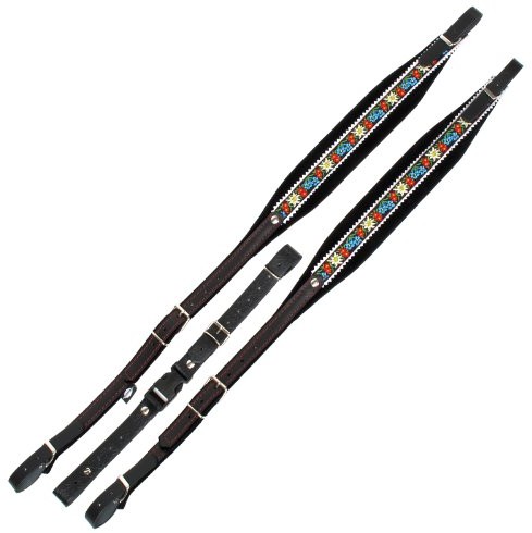 Alpenklang Alpenklang Paski harmoniczne dla 4-rzędowych Harmoniki stal szlachetna biały/czarny (możliwość regulacji długości 97-104 cm, szerokość paska 7 cm, wyściółka, szlachetny haft) 00023401