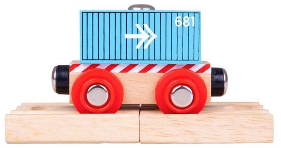 Bigjigs Toys Kolejka Wagon Z Kontenerem Niebieski