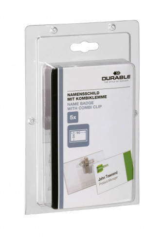 Durable Identyfikator z kombi klipem 54 x 90mm 5 sztuk 8610-19