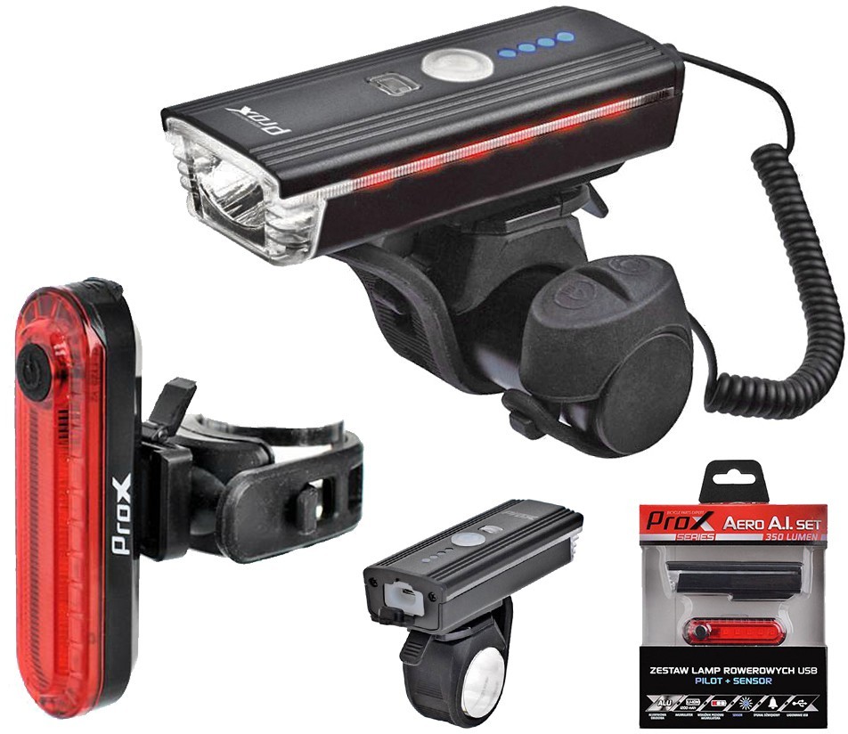PROX Lampa p+t /akumulator/ AERO AI SET 350lm sensor KLAKSON + PILOT A-O-B-P-0388