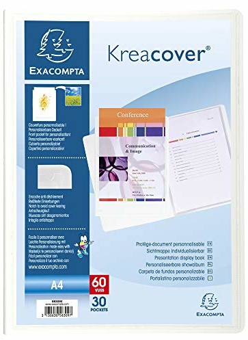 Exacompta Exacompta 58309E Teczka typu kreacover (z wytrzymałego PP 800, z 30 osłonami, DIN A4, 21 x 297 cm) 1 sztuka biała 58309E