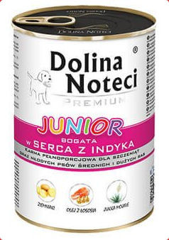 Dolina Noteci Premium Junior Mokra Karma z sercami indyka 400g